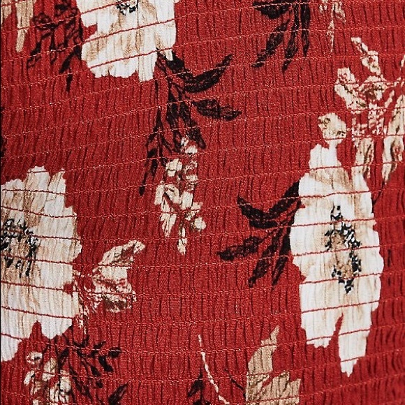 2X // Torrid Red Terracotta Floral Crinkled  Gauze Midi Babydoll Top - Picture 10 of 13